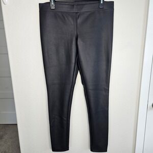 Express Black Faux Leather Leggings High Waisted Stretch Pants Womens Large
